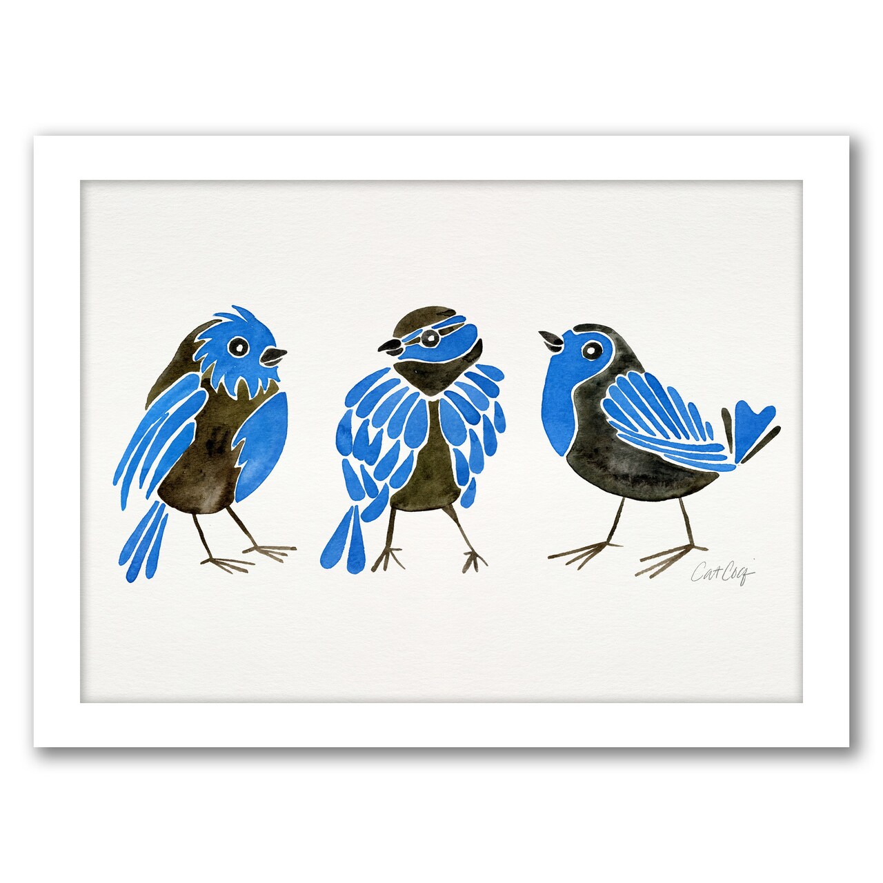 Finches Blue by Cat Coquillette Frame  - Americanflat